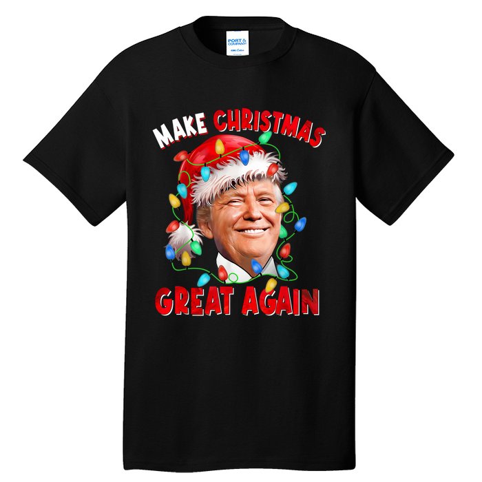 Make Christmas Great Again Funny Donald Trump Xmas Lights Tall T-Shirt