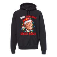 Make Christmas Great Again Funny Donald Trump Xmas Lights Premium Hoodie