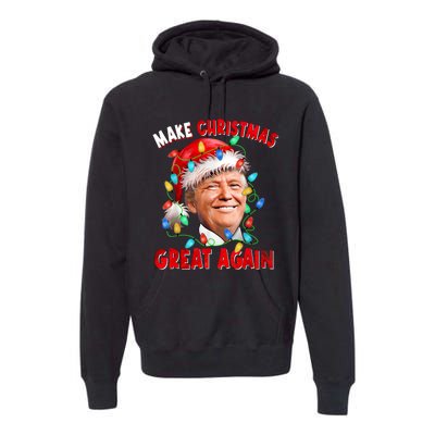 Make Christmas Great Again Funny Donald Trump Xmas Lights Premium Hoodie