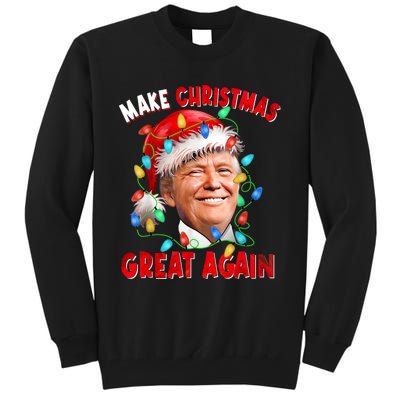 Make Christmas Great Again Funny Donald Trump Xmas Lights Tall Sweatshirt