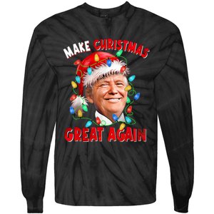 Make Christmas Great Again Funny Donald Trump Xmas Lights Tie-Dye Long Sleeve Shirt