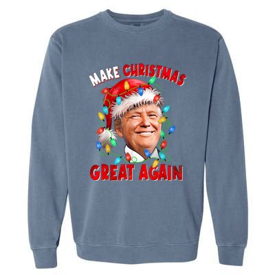 Make Christmas Great Again Funny Donald Trump Xmas Lights Garment-Dyed Sweatshirt