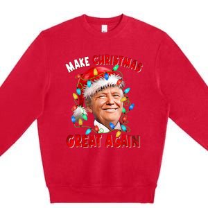 Make Christmas Great Again Funny Donald Trump Xmas Lights Premium Crewneck Sweatshirt