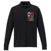 Merry Christmas Gifts Oh What Fun Xmas Gifts Performance Long Sleeve Polo