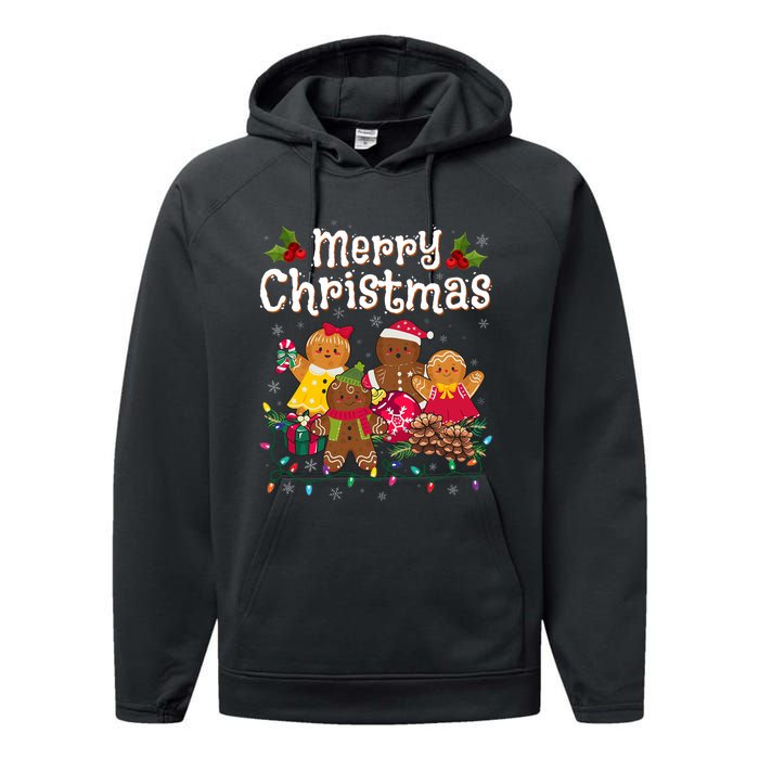 Merry Christmas Gingerbread Cookies Performance Fleece Hoodie