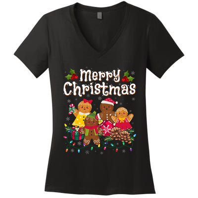 Merry Christmas Gingerbread Cookies Women's V-Neck T-Shirt