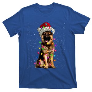 Merry Christmas Ger Shepherd Santa Hat Lights Xmas Gift T-Shirt