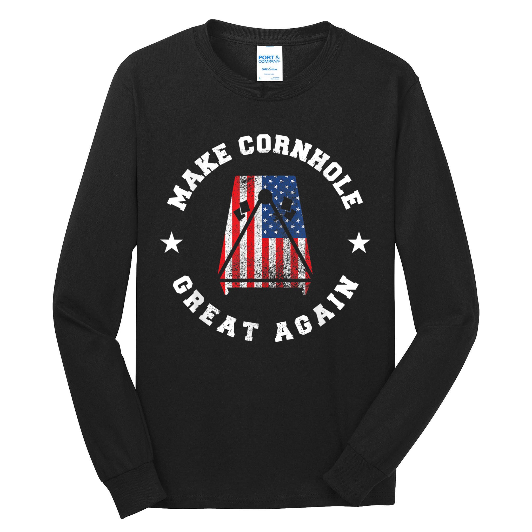 Make Cornhole Great Again Funny USA Tall Long Sleeve T-Shirt