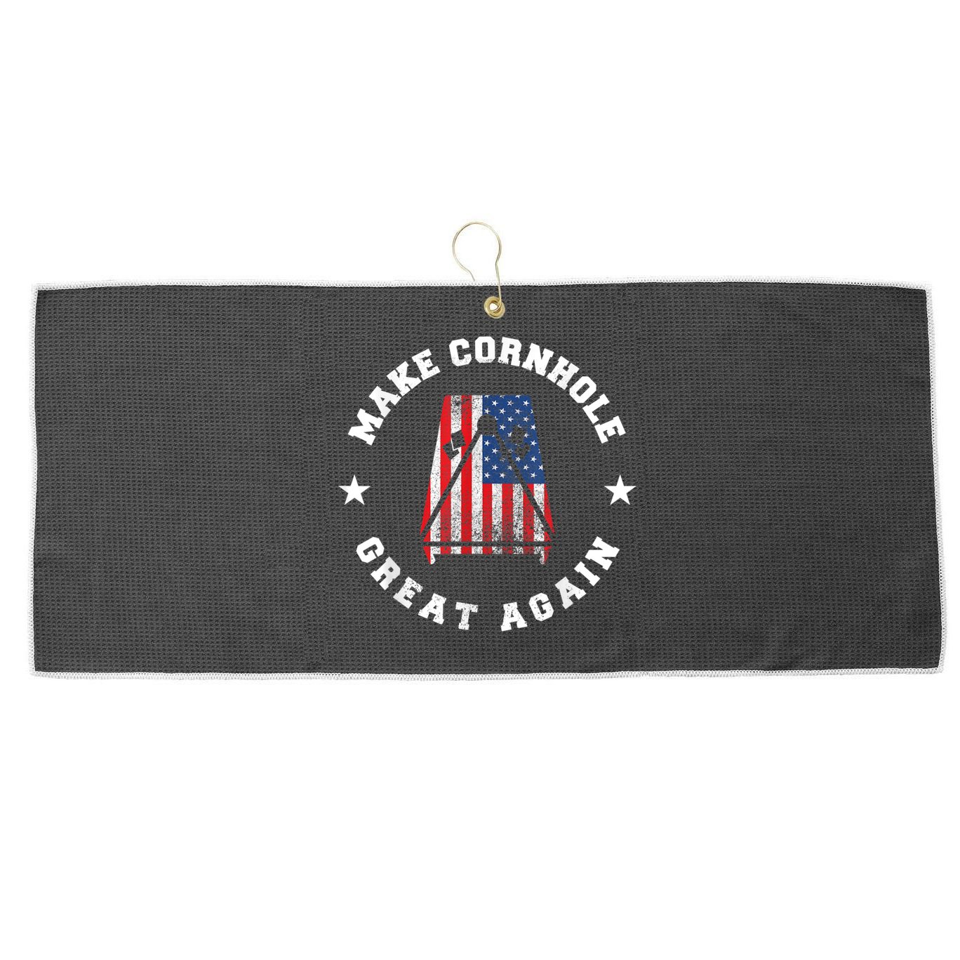 Make Cornhole Great Again Funny USA Large Microfiber Waffle Golf Towel