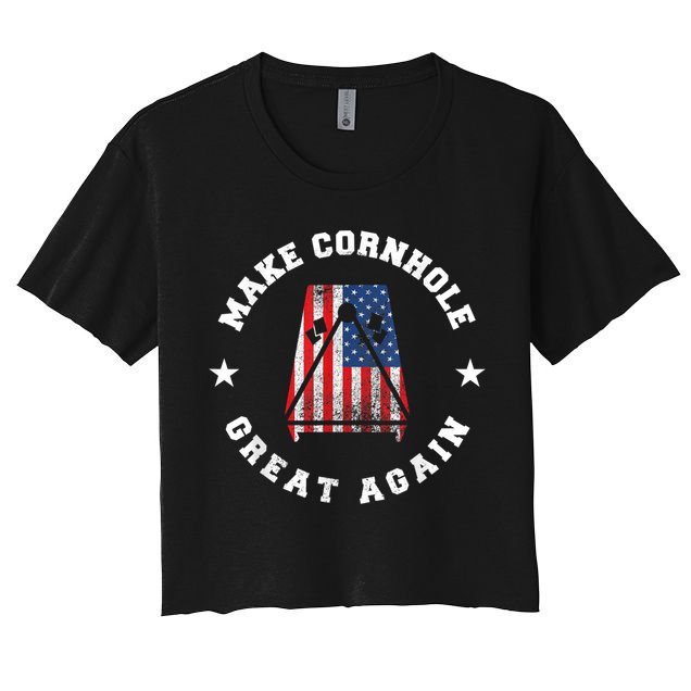 Make Cornhole Great Again Funny USA Crop Top