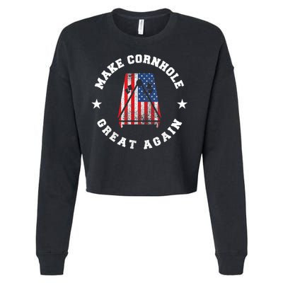 Make Cornhole Great Again Funny USA Cropped Pullover Crew
