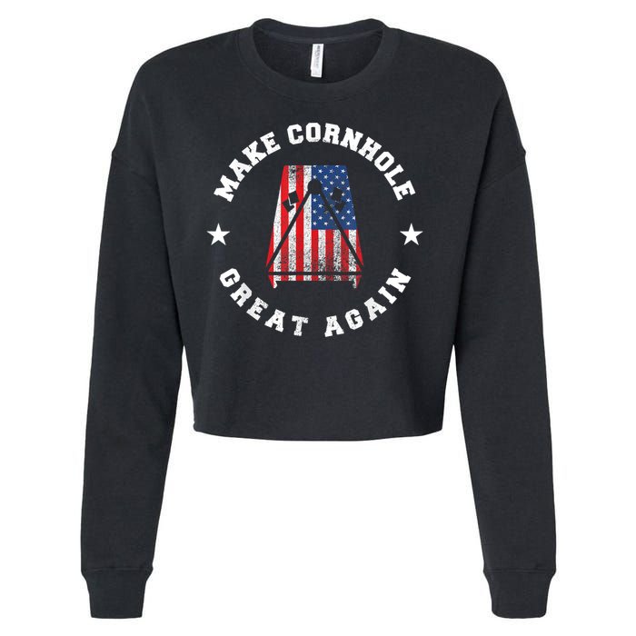Make Cornhole Great Again Funny USA Cropped Pullover Crew