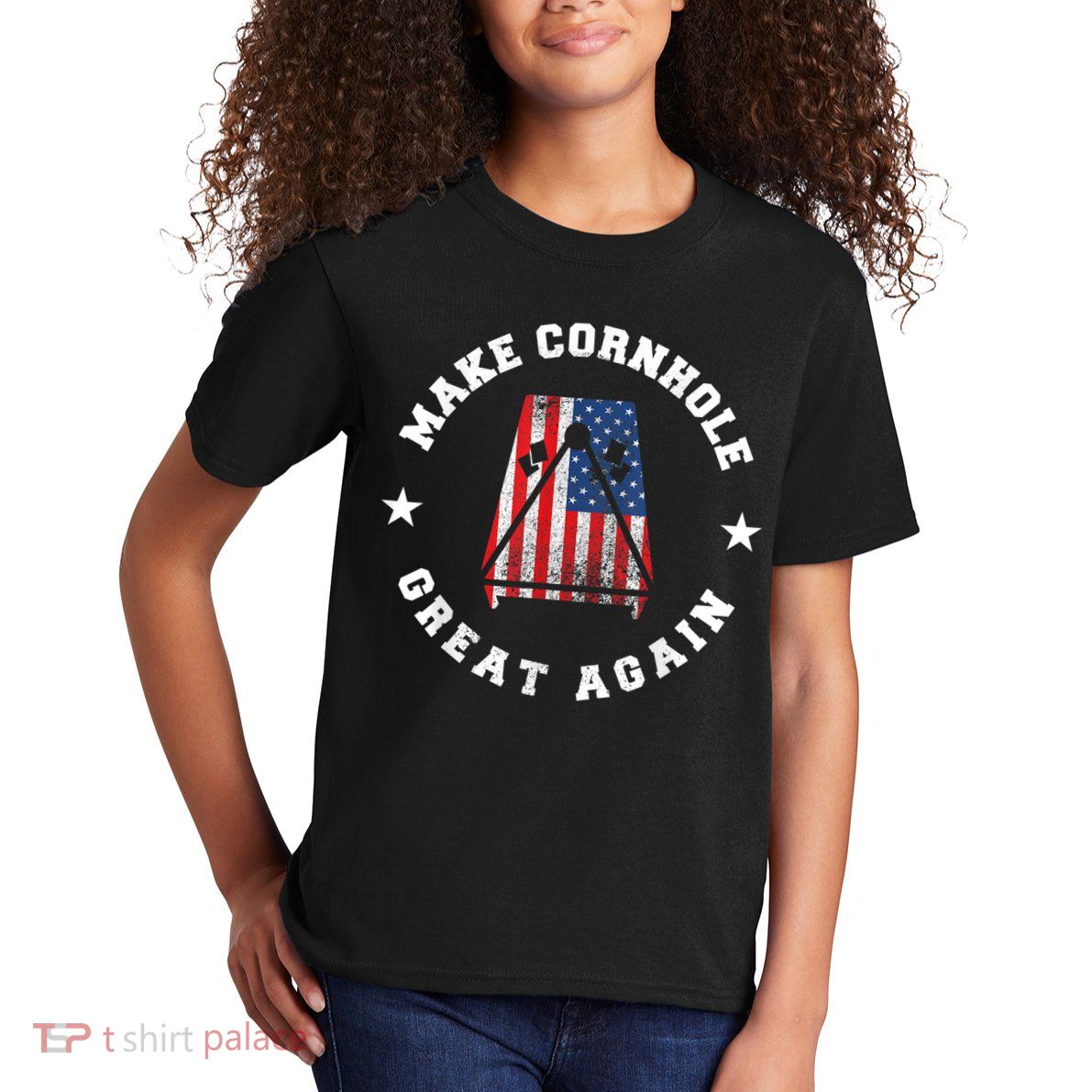 Make Cornhole Great Again Funny USA Kids T-Shirt