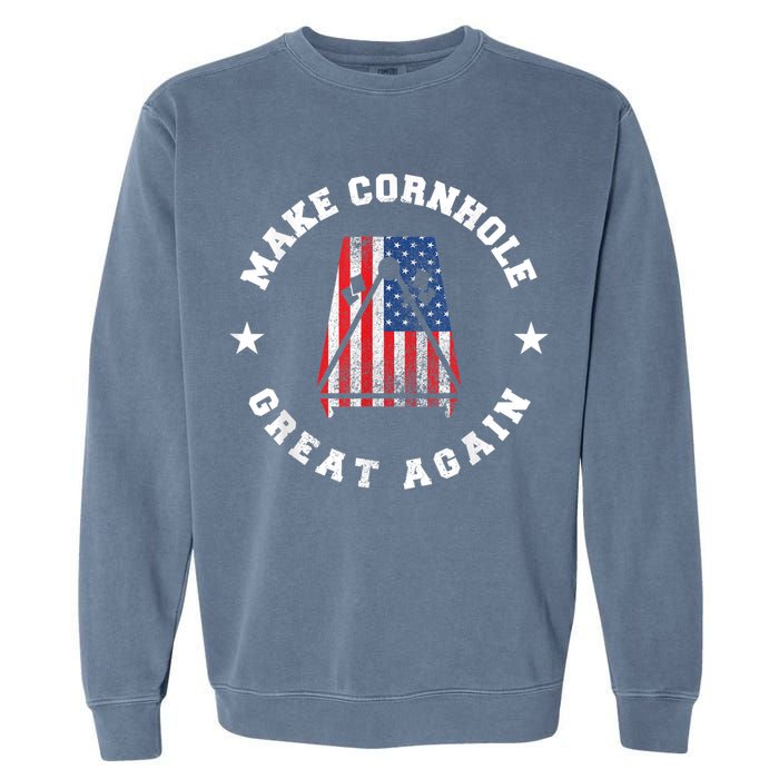 Make Cornhole Great Again Funny USA Garment-Dyed Sweatshirt