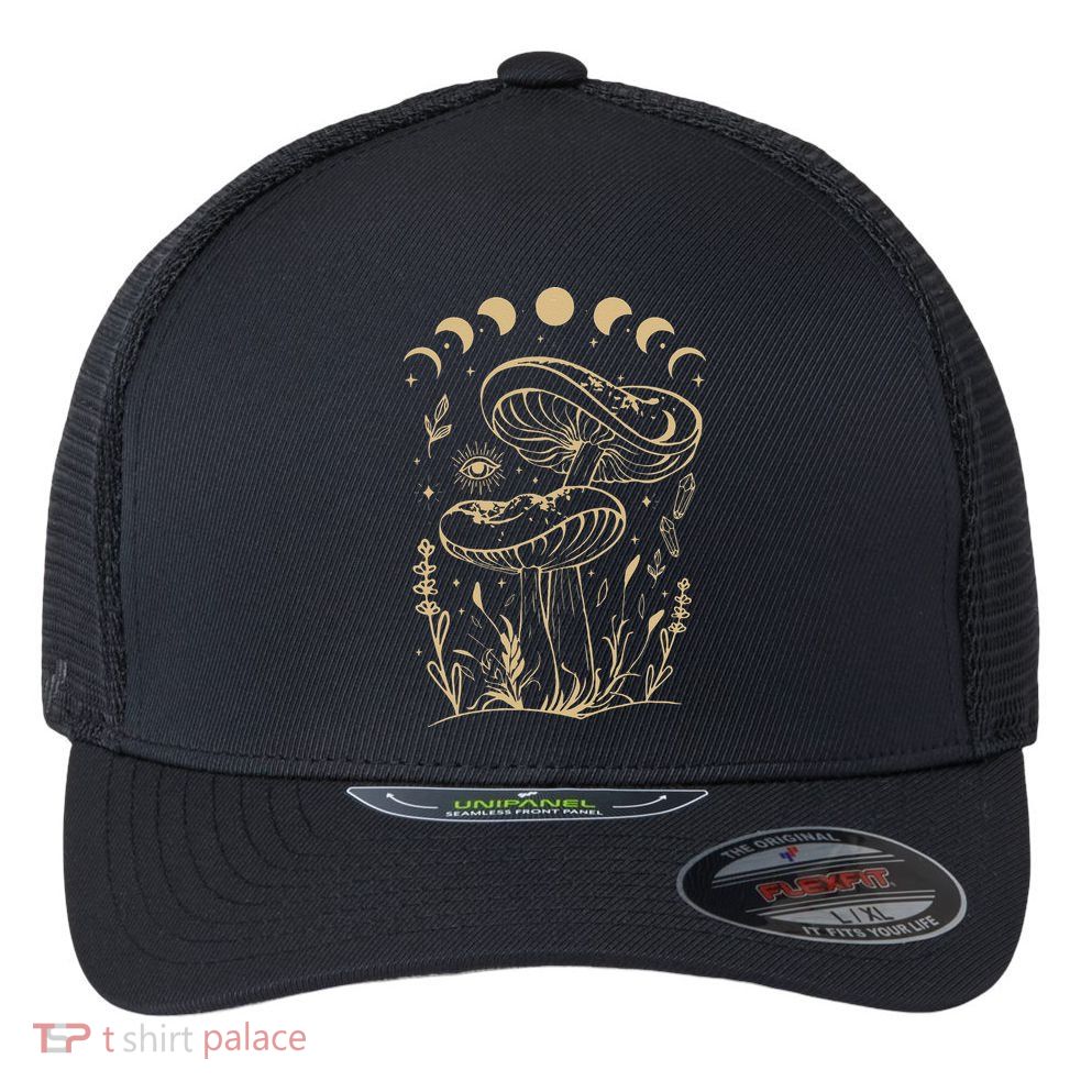 Mushroom Cottagecore Goblincore Aesthetic Fungi Flexfit Unipanel Trucker Cap