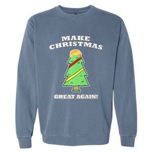 Make Christmas Great Again Tree With Decorations Trump Hair Garment-Dyed Sweatshirt