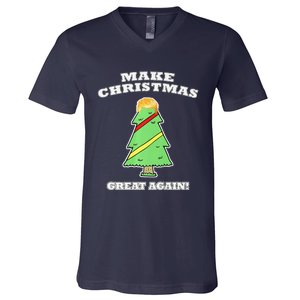 Make Christmas Great Again Tree With Decorations Trump Hair V-Neck T-Shirt