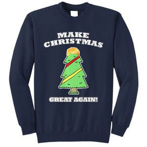 Make Christmas Great Again Tree With Decorations Trump Hair Tall Sweatshirt