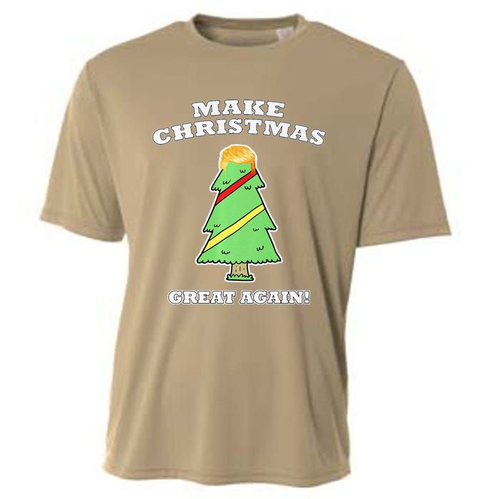 Make Christmas Great Again Tree With Decorations Trump Hair Cooling Performance Crew T-Shirt