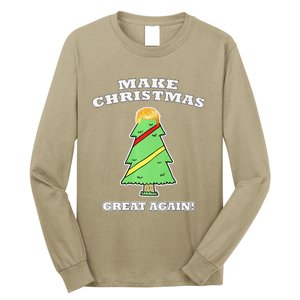 Make Christmas Great Again Tree With Decorations Trump Hair Long Sleeve Shirt