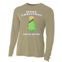 Make Christmas Great Again Tree With Decorations Trump Hair Cooling Performance Long Sleeve Crew