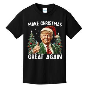 Make Christmas Great Again Funny Santa Trump 2024 Kids T-Shirt