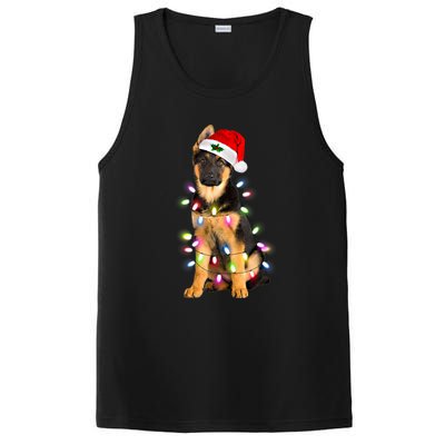 Merry Christmas Ger Shepherd Santa Hat Lights Xmas Funny Gift PosiCharge Competitor Tank