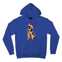 Merry Christmas Ger Shepherd Santa Hat Lights Xmas Funny Gift Hoodie