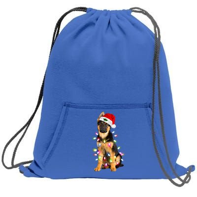 Merry Christmas Ger Shepherd Santa Hat Lights Xmas Funny Gift Sweatshirt Cinch Pack Bag