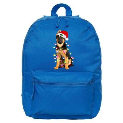 Merry Christmas Ger Shepherd Santa Hat Lights Xmas Funny Gift 16 in Basic Backpack