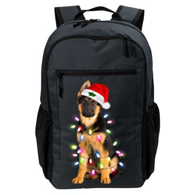 Merry Christmas Ger Shepherd Santa Hat Lights Xmas Funny Gift Daily Commute Backpack