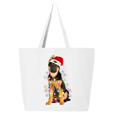 Merry Christmas Ger Shepherd Santa Hat Lights Xmas Funny Gift 25L Jumbo Tote