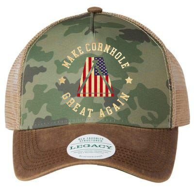 Make Cornhole Great Again Funny Cornhole American Flag Great Gift Legacy Tie Dye Trucker Hat