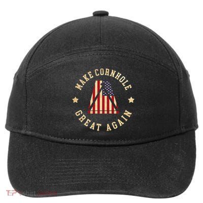 Make Cornhole Great Again Funny Cornhole American Flag Great Gift 7-Panel Snapback Hat
