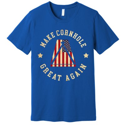 Make Cornhole Great Again Funny Cornhole American Flag Great Gift Premium T-Shirt