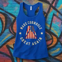 Make Cornhole Great Again Funny Cornhole American Flag Great Gift Womens Tank Top