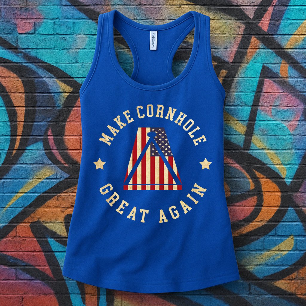 Make Cornhole Great Again Funny Cornhole American Flag Great Gift Womens Tank Top