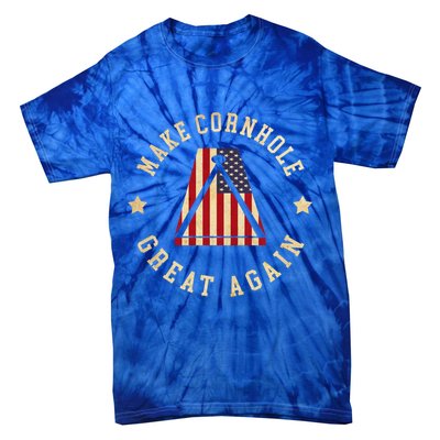 Make Cornhole Great Again Funny Cornhole American Flag Great Gift Tie-Dye T-Shirt