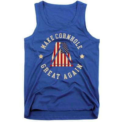 Make Cornhole Great Again Funny Cornhole American Flag Great Gift Tank Top