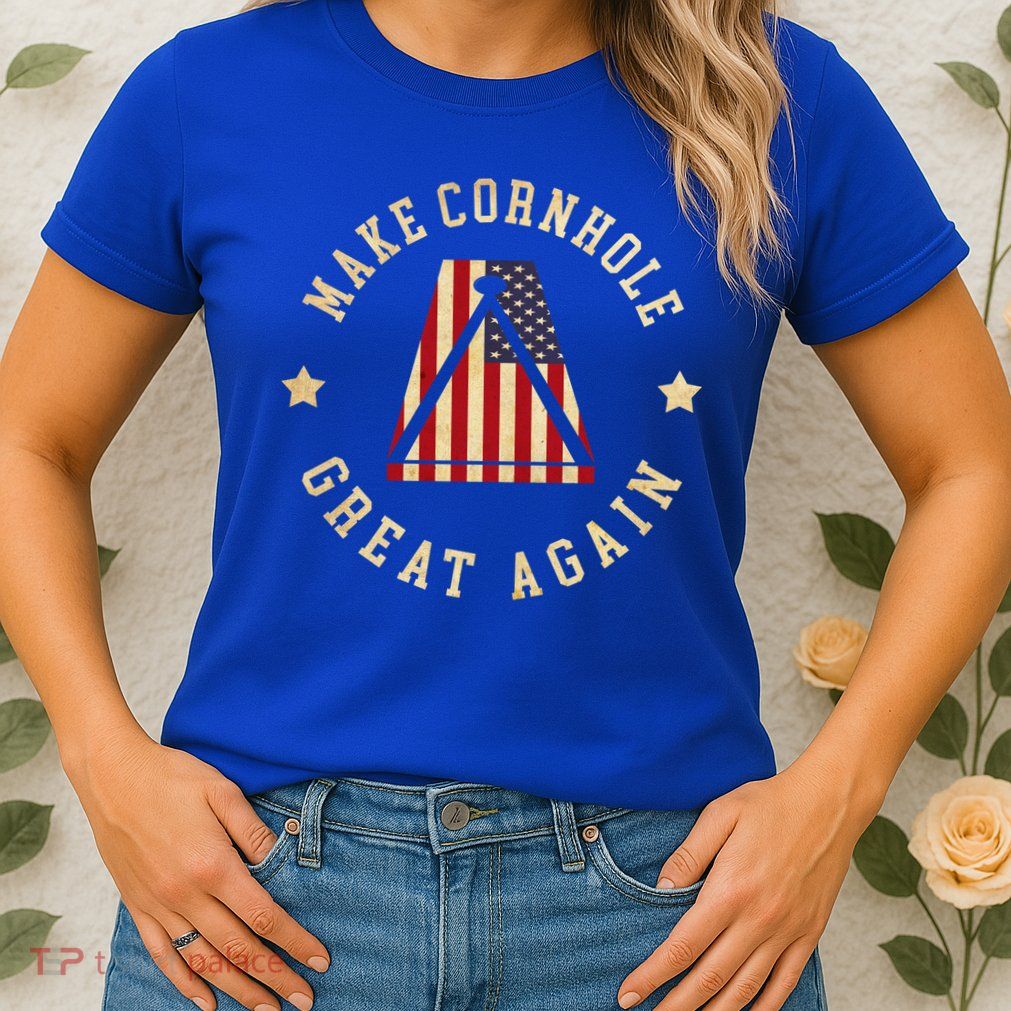 Make Cornhole Great Again Funny Cornhole American Flag Great Gift Womens T-Shirt