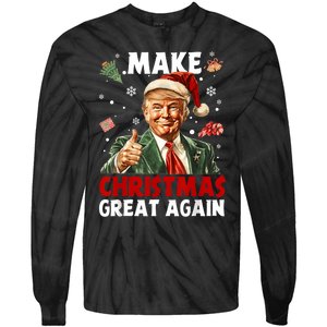 Make Christmas Great Again Santa Funny Trump Xmas Pajamas Tie-Dye Long Sleeve Shirt