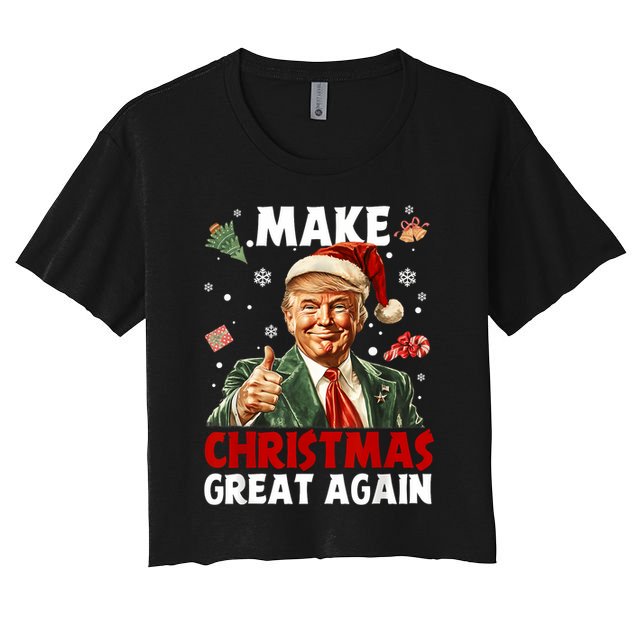 Make Christmas Great Again Santa Funny Trump Xmas Pajamas Crop Top
