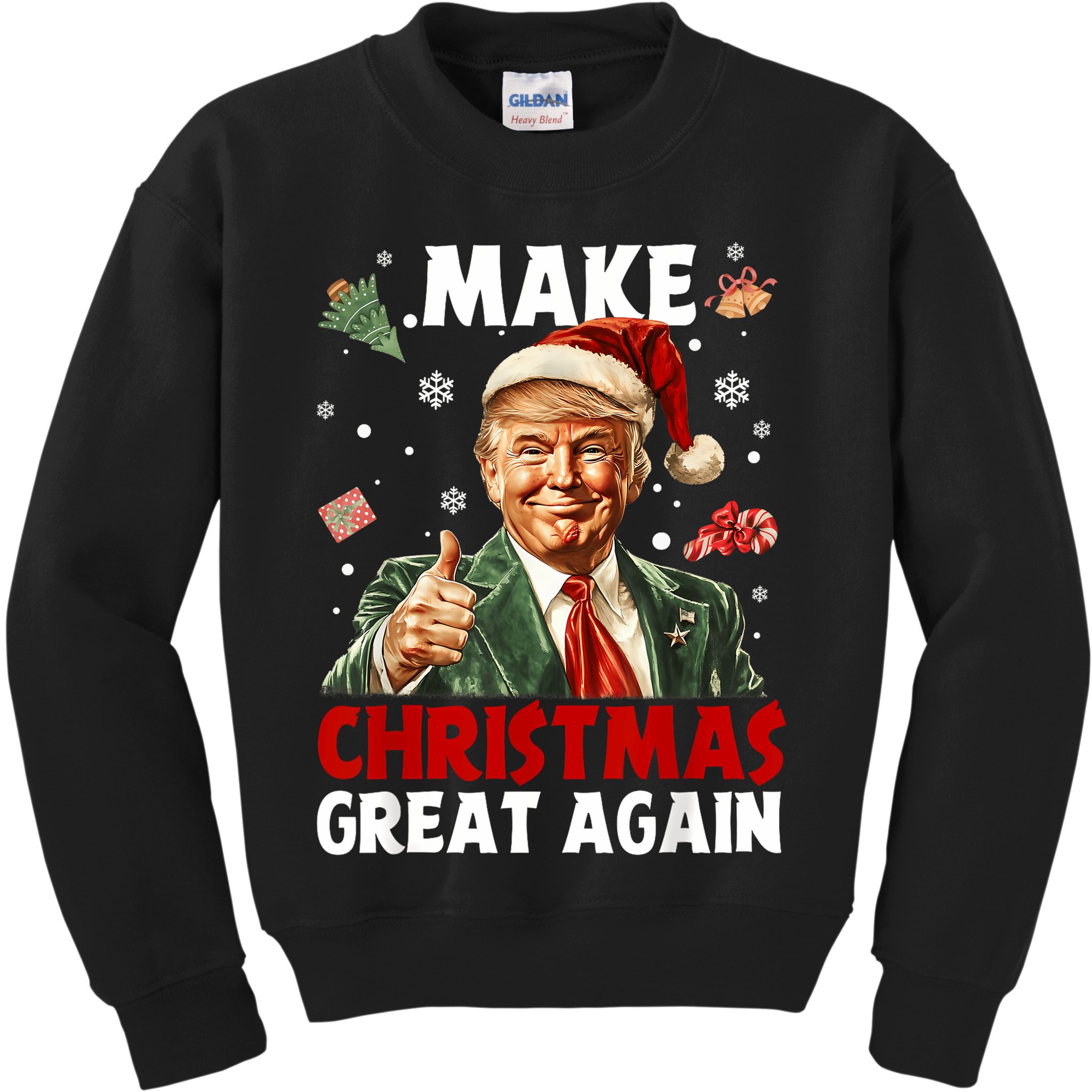 Make Christmas Great Again Santa Funny Trump Xmas Pajamas Kids Sweatshirt