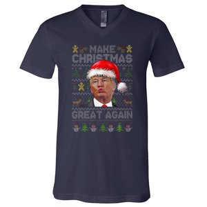 Make Christmas Great Again Xmas Funny Trump Pajamas Ugly V-Neck T-Shirt