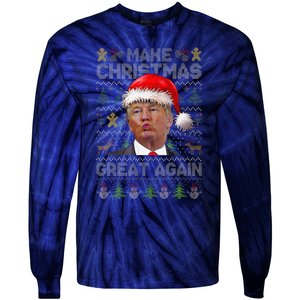 Make Christmas Great Again Xmas Funny Trump Pajamas Ugly Tie-Dye Long Sleeve Shirt