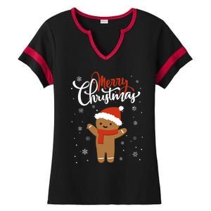 Merry Christmas Gingerbread Xmas Christmas Cookie Bakers Ladies Halftime Notch Neck Tee