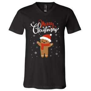 Merry Christmas Gingerbread Xmas Christmas Cookie Bakers V-Neck T-Shirt