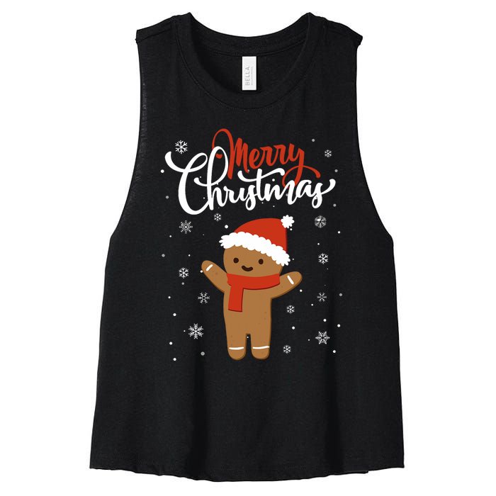 Merry Christmas Gingerbread Xmas Christmas Cookie Bakers Women's Racerback Cropped Tank