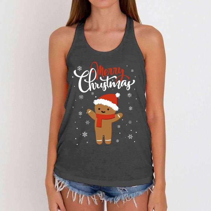 Merry Christmas Gingerbread Xmas Christmas Cookie Bakers Women's Knotted Racerback Tank