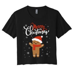 Merry Christmas Gingerbread Xmas Christmas Cookie Bakers Women's Crop Top Tee